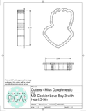 Miss Doughmestic Cookier Love Boy 3 with Heart Cookie Cutter