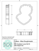 Miss Doughmestic Cookier Love Girl 6 with Heart Cookie Cutter