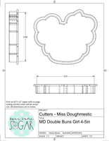 Miss Doughmestic Double Buns Girl Cookie Cutter