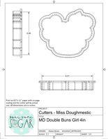 Miss Doughmestic Double Buns Girl Cookie Cutter