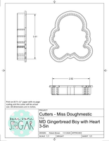 Miss Doughmestic Gingerbread Boy with Heart Cookie Cutter or Fondant Cutter