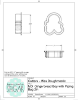 Miss Doughmestic Gingerbread Boy with Piping Bag Cookie Cutter or Fondant Cutter