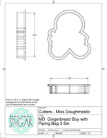 Miss Doughmestic Gingerbread Boy with Piping Bag Cookie Cutter or Fondant Cutter