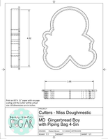 Miss Doughmestic Gingerbread Boy with Piping Bag Cookie Cutter or Fondant Cutter