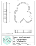 Miss Doughmestic Gingerbread Boy with Piping Bag Cookie Cutter or Fondant Cutter