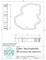 Miss Doughmestic Girl Scout with Heart Cookie Cutter or Fondant Cutter