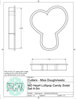 Miss Doughmestic Heart Lollipop (Sixlet Set) Cookie Cutter/Fondant Cutter or STL Download