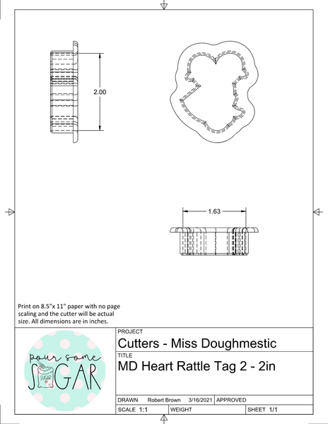 Miss Doughmestic Heart Rattle with Tag 2 Cookie Cutter