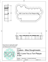 Miss Doughmestic SET "I Love You a Ton" Cookie Cutters or Fondant Cutters Cookie Cutter