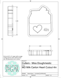 Miss Doughmestic Milk Carton With or Without Heart Cutout Cookie Cutter