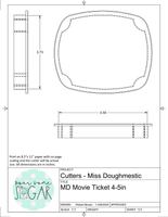 Miss Doughmestic Movie Ticket Cookie Cutter or Fondant Cutter