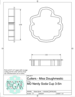 Miss Doughmestic Nerdy Soda Cup Cookie Cutter or Fondant Cutter