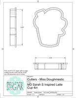 Miss Doughmestic Sarah S Inspired Latte Cup Cookie Cutter/Fondant Cutter or STL Download