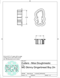 Miss Doughmestic Skinny Gingerbread Boy Cookie Cutter or Fondant Cutter