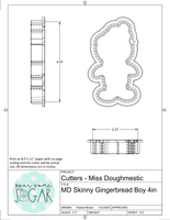 Miss Doughmestic Skinny Gingerbread Boy Cookie Cutter or Fondant Cutter