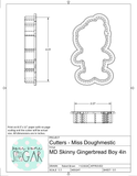 Miss Doughmestic Skinny Gingerbread Boy Cookie Cutter or Fondant Cutter