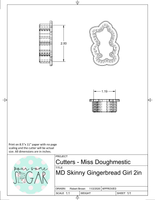 Miss Doughmestic Skinny Gingerbread Girl Cookie Cutter or Fondant Cutter