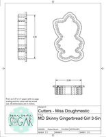 Miss Doughmestic Skinny Gingerbread Girl Cookie Cutter or Fondant Cutter