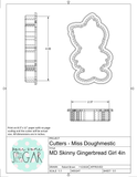 Miss Doughmestic Skinny Gingerbread Girl Cookie Cutter or Fondant Cutter