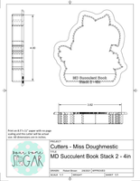 Miss Doughmestic Succulent Book Stack 2 Cookie Cutter