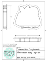 Miss Doughmestic Swaddle Baby with Tag Cookie Cutter