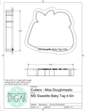 Miss Doughmestic Swaddle Baby with Tag Cookie Cutter