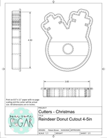 Reindeer Donut Cookie Cutter or Fondant Cutter