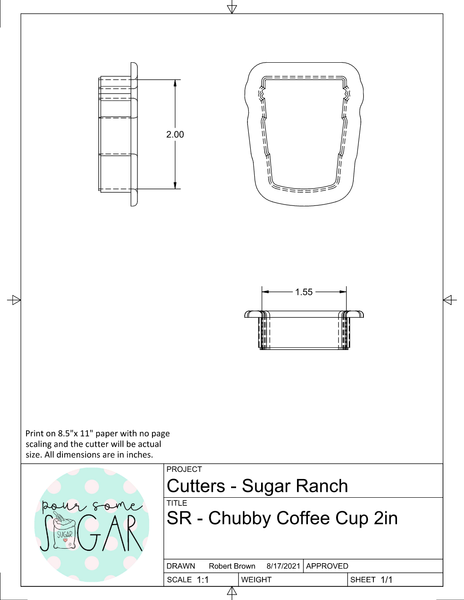 Chubby Coffee Cup Cookie Cutter/Fondant Cutter or STL Download
