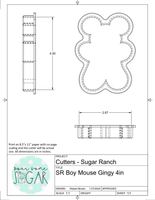 Sugar Ranch Boy Mouse Gingy Cookie Cutter or Fondant Cutter