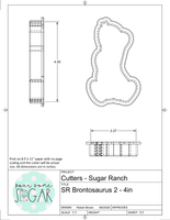 Sugar Ranch Brontosaurus 2 (Skinny) Cookie Cutter/Fondant Cutter or STL Download