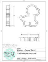 Sugar Ranch Brontosaurus Cookie Cutter/Fondant Cutter or STL Download