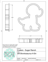 Sugar Ranch Brontosaurus Cookie Cutter/Fondant Cutter or STL Download