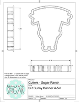 Sugar Ranch Bunny Banner Cookie Cutter/Fondant Cutter or STL Download