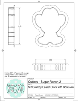 Sugar Ranch Cowboy Easter Chick with Boots Cookie Cutter/Fondant Cutter or STL Download
