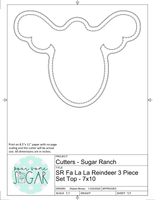 Sugar Ranch Fa La La Reindeer 3 Piece Set (SKINNY) Fits Clear Bag 7"x10" Box Item# FB184) Cookie Cutter or Fondant Cutter