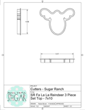 Sugar Ranch Fa La La Reindeer 3 Piece Set (SKINNY) Fits Clear Bag 7"x10" Box Item# FB184) Cookie Cutter or Fondant Cutter