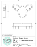 Sugar Ranch Fa La La Reindeer 3 Piece Set (SKINNY) (Fits BRP 7" x 4 3/8" x 1 1/4" Box) Cookie Cutter or Fondant Cutter