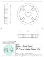 Sugar Ranch Fireman Badge with Heart Cutout Cookie Cutter