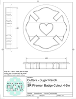 Sugar Ranch Fireman Badge with Heart Cutout Cookie Cutter