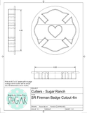 Sugar Ranch Fireman Badge with Heart Cutout Cookie Cutter