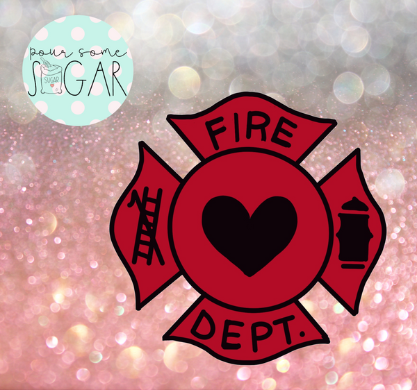 Sugar Ranch Fireman Badge with Heart Cutout Cookie Cutter