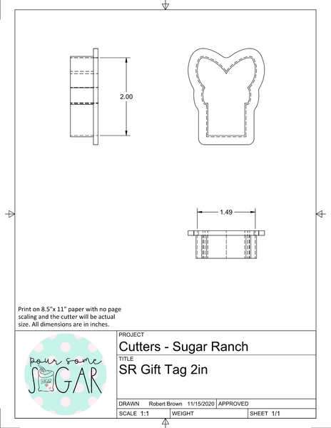 Sugar Ranch Gift Tag Cookie Cutter or Fondant Cutter