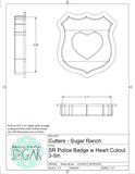 Sugar Ranch Police Badge with Heart Cutout Cookie Cutter