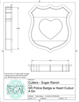 Sugar Ranch Police Badge with Heart Cutout Cookie Cutter