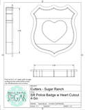 Sugar Ranch Police Badge with Heart Cutout Cookie Cutter