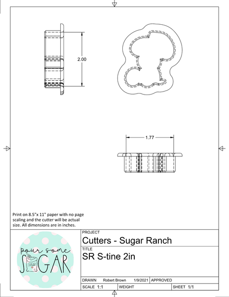 Sugar Ranch S-Tine Cookie Cutter or STL Download
