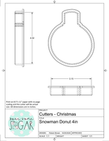 Snowman Donut Cookie Cutter or Fondant Cutter