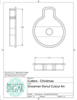 Snowman Donut Cookie Cutter or Fondant Cutter