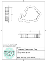 Valentine's Day Fish Cookie Cutter/Fondant Cutter or STL Download