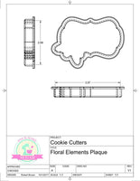 Floral Elements Plaque Cookie Cutter/Fondant Cutter or STL Download